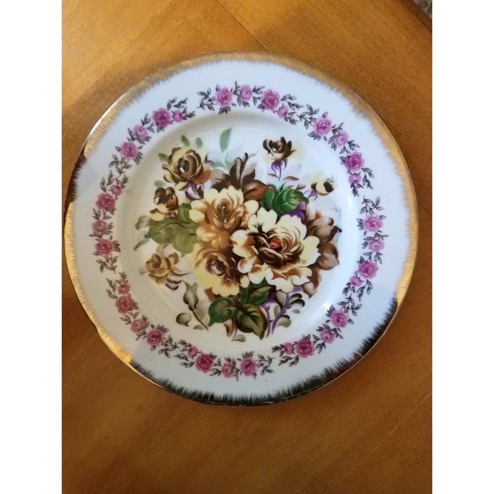 Vintage Lg 10 3/4" Hand Painted‎ ROSES PLATE 4T2669